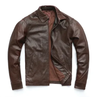 Men’s Genuine Sheepskin Leather Jacket – 100% Real Leather Coat for Spring & Autumn, Soft Natural Sheepskin, Classic Casual Outerwear