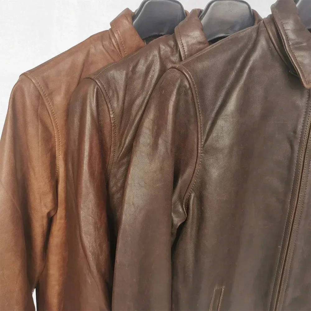 Men’s Genuine Sheepskin Leather Jacket – 100% Real Leather Coat for Spring & Autumn, Soft Natural Sheepskin, Classic Casual Outerwear - Image 2