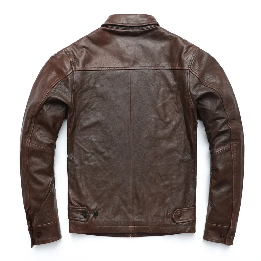 Men’s Genuine Sheepskin Leather Jacket – 100% Real Leather Coat for Spring & Autumn, Soft Natural Sheepskin, Classic Casual Outerwear - Image 5