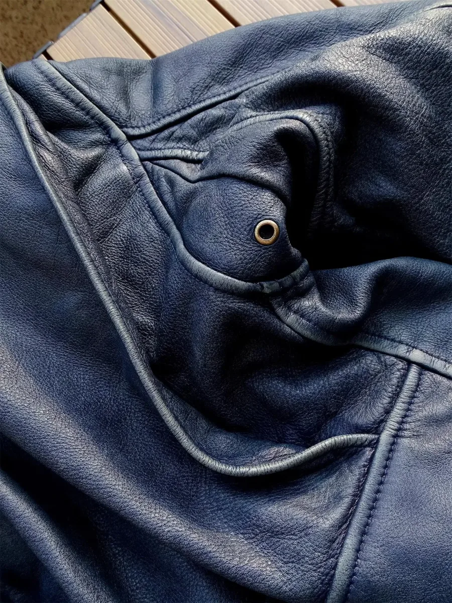 Men’s Vintage Indigo Genuine Cowhide Leather Jacket – Classic Air Force G1 Pilot Style, 5XL, Soft Natural Leather Coat, Quality Handmade Wear - Image 3