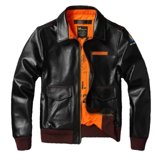 Men’s Classic A2 Horsehide Leather Jacket – Vintage US Air Force Flight Bomber Aviator Coat, Genuine Horsehide Leather