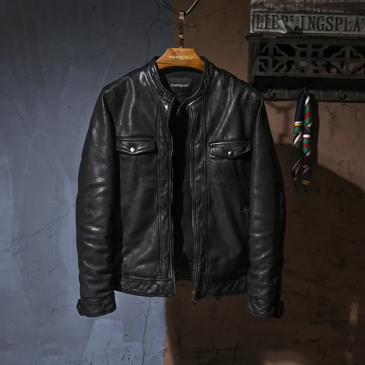 Men’s Luxury Vintage Genuine Leather Jacket – Heavy Tanned Sheepskin Coat, Slim Fit Korean Style Fashion Outerwear - Image 6