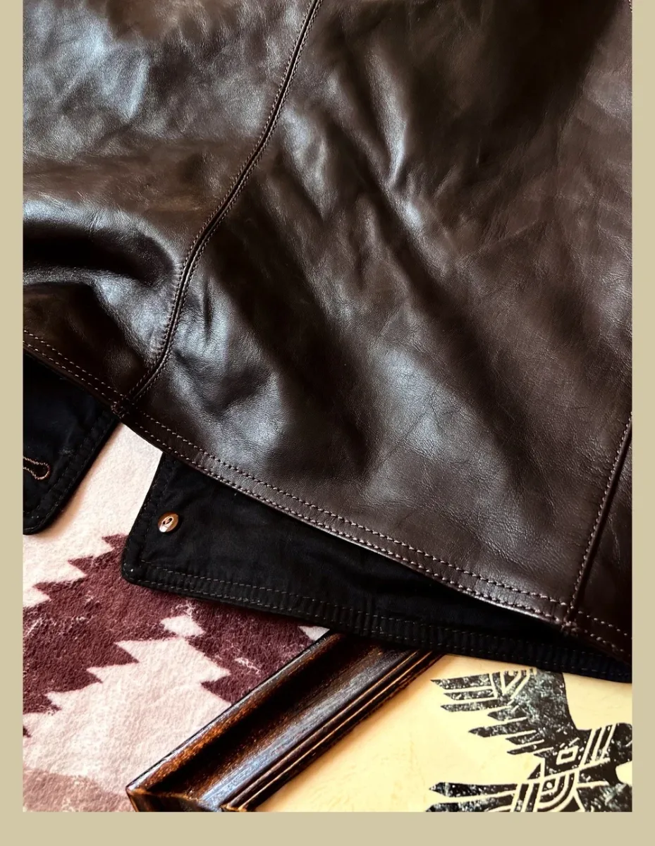 Men’s Japanese Vintage Leather Vest – Slim Fit Cowhide Workwear Vest, 1910s Classic Casual Genuine Leather Waistcoat - Image 3