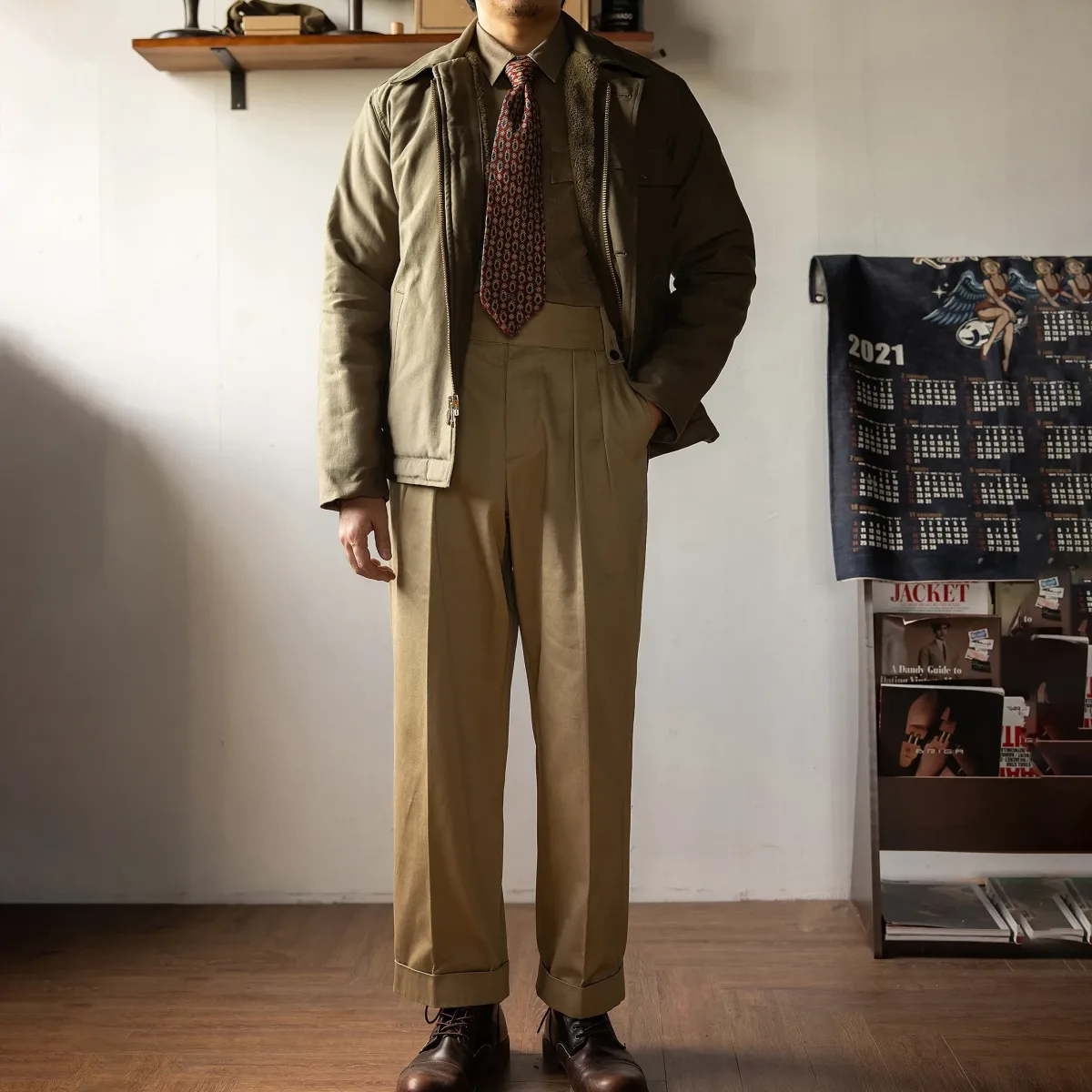 Men’s Red Tornado A2 Jacket – Vintage Military Style Cotton Jacket with Thermo Fiber Lining, Super Warm Big Size Flight Coat - Image 4