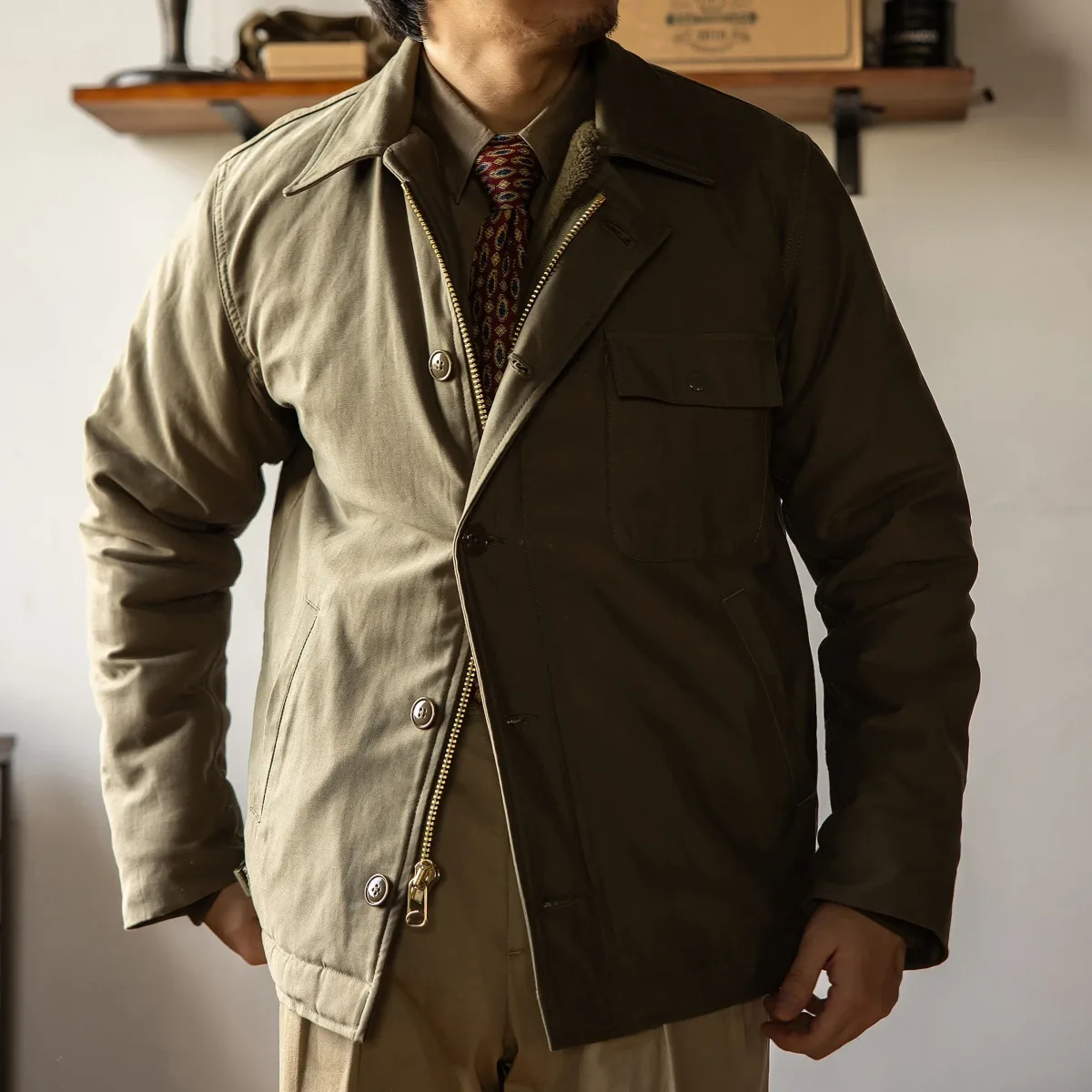 Men’s Red Tornado A2 Jacket – Vintage Military Style Cotton Jacket with Thermo Fiber Lining, Super Warm Big Size Flight Coat - Image 2
