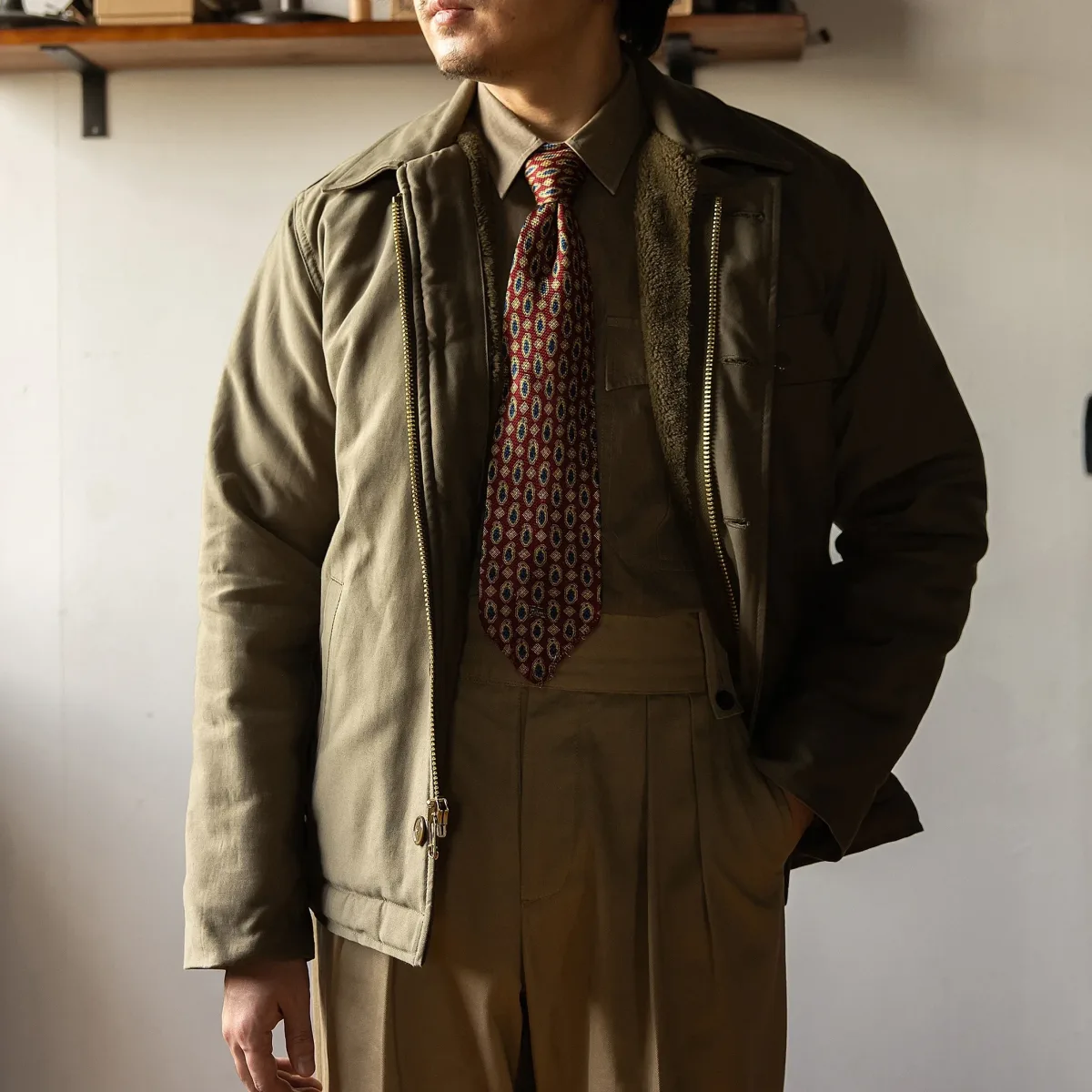 Men’s Red Tornado A2 Jacket – Vintage Military Style Cotton Jacket with Thermo Fiber Lining, Super Warm Big Size Flight Coat - Image 3