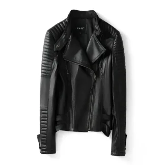 Women’s Genuine Suede Leather Jacket – Soft Slim Fit Motorcycle Coat, Streetwear Style, Plus Size Available