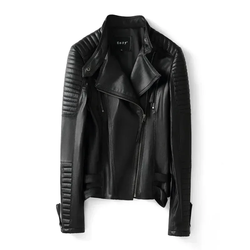 Women’s Genuine Suede Leather Jacket – Soft Slim Fit Motorcycle Coat, Streetwear Style, Plus Size Available