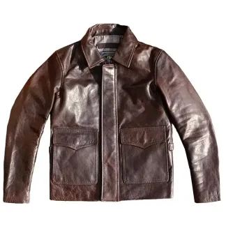 Vintage Brown Horsehide Leather Jacket – Retro Classic Rider Coat, Genuine Tanned Leather Casual Outerwear for Men