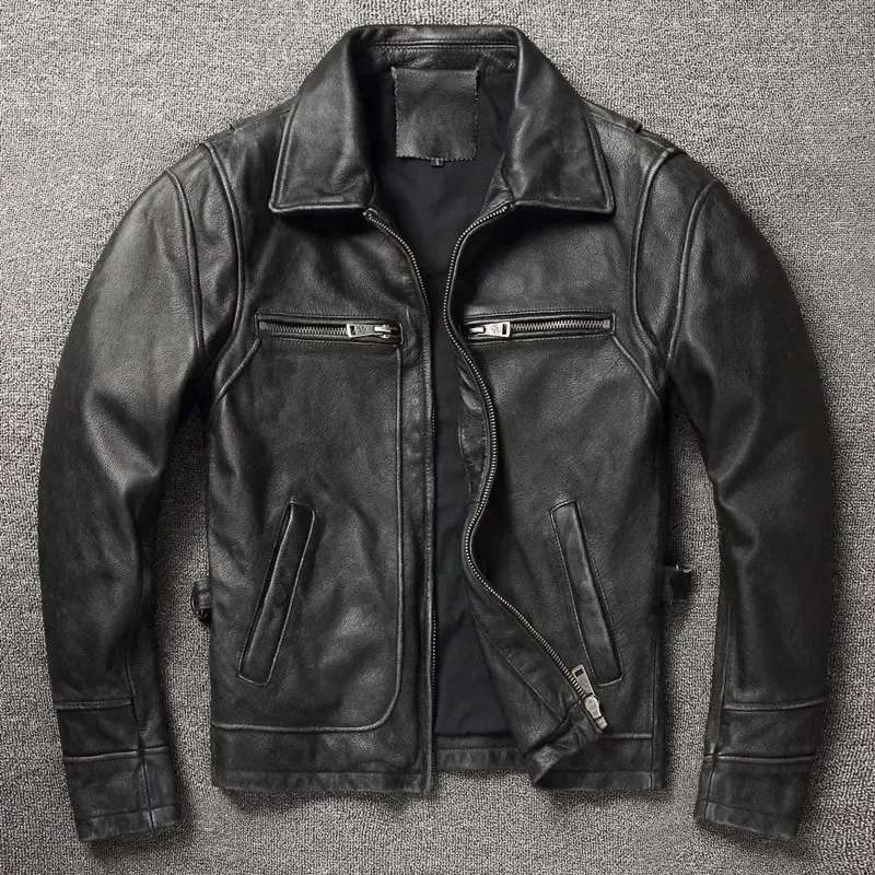 Dermis Vintage Brown Cowhide Leather Jacket – Genuine Tanned Leather Rider Coat for Men, Natural Durable Classic Outerwear - Image 8