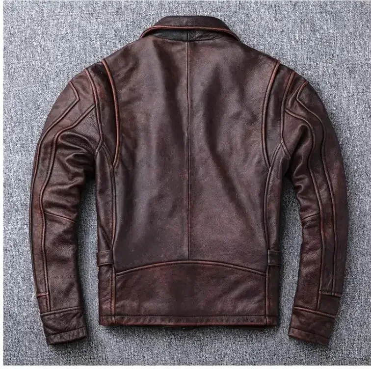 Dermis Vintage Brown Cowhide Leather Jacket – Genuine Tanned Leather Rider Coat for Men, Natural Durable Classic Outerwear - Image 3