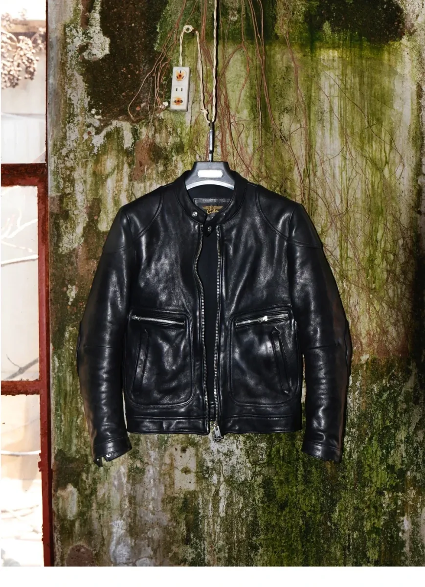 Men’s Luxury Genuine Sheepskin Leather Jacket – Thick Tanned Italian Black Rider Coat, Premium Quality Biker Outerwear - Image 2