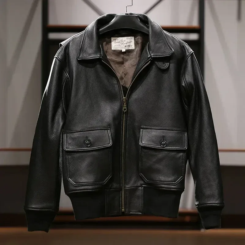 Men’s A2 Flight Jacket – 1.5mm Thick Genuine Goat Leather, Classic Durable Bomber Style, Premium Quality Outerwear - Image 4