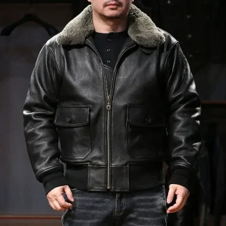 Men’s A2 Flight Jacket – 1.5mm Thick Genuine Goat Leather, Classic Durable Bomber Style, Premium Quality Outerwear