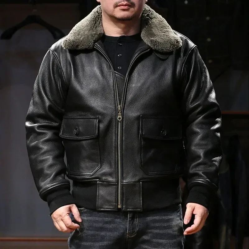 Men’s A2 Flight Jacket – 1.5mm Thick Genuine Goat Leather, Classic Durable Bomber Style, Premium Quality Outerwear