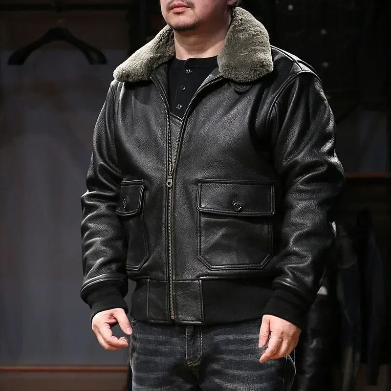 Men’s A2 Flight Jacket – 1.5mm Thick Genuine Goat Leather, Classic Durable Bomber Style, Premium Quality Outerwear - Image 3