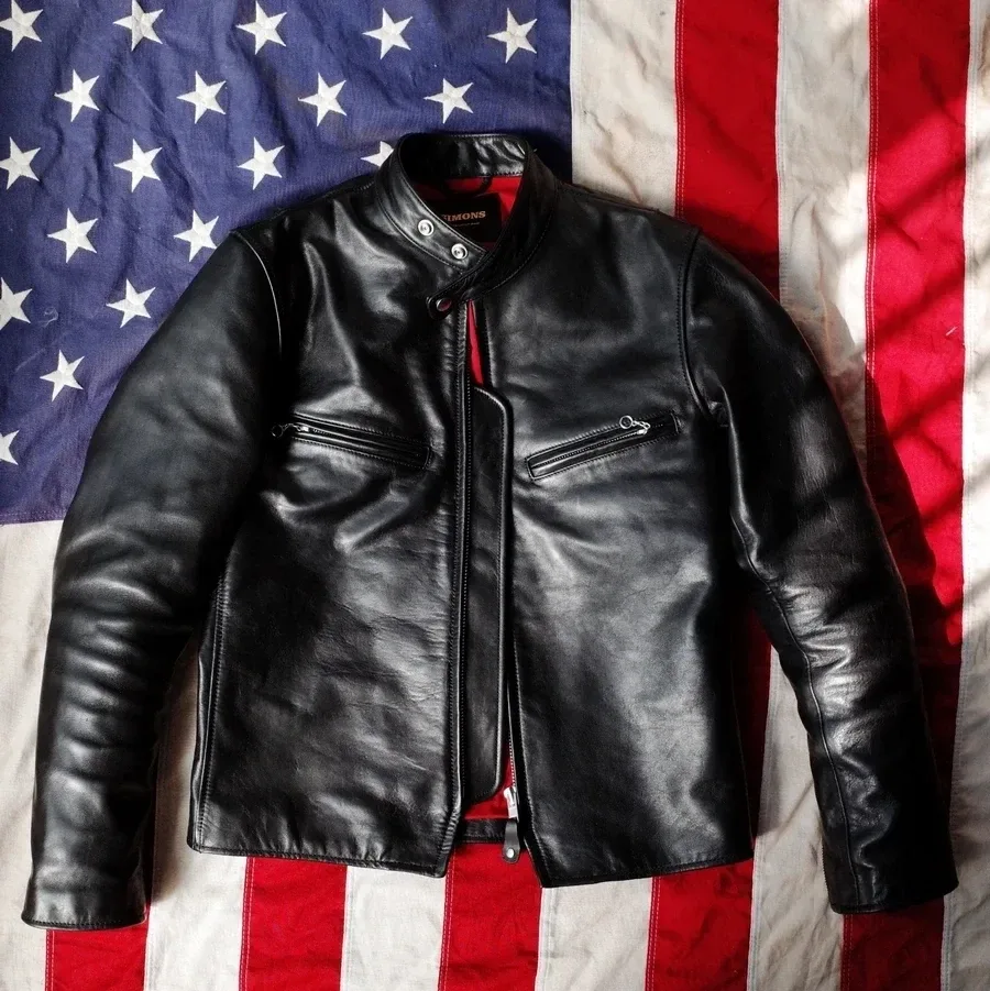 Brand Classic Motorcycle Biker Style Genuine Leather Jacket – Men’s US 641 Horsehide Slim Fit Coat - Image 4