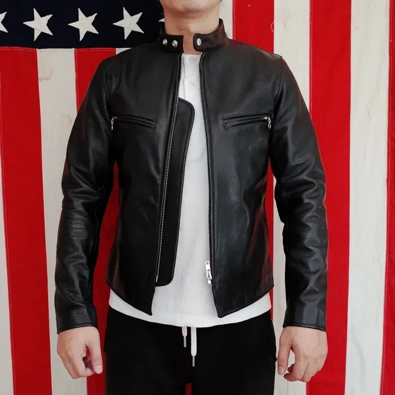 Brand Classic Motorcycle Biker Style Genuine Leather Jacket – Men’s US 641 Horsehide Slim Fit Coat - Image 2