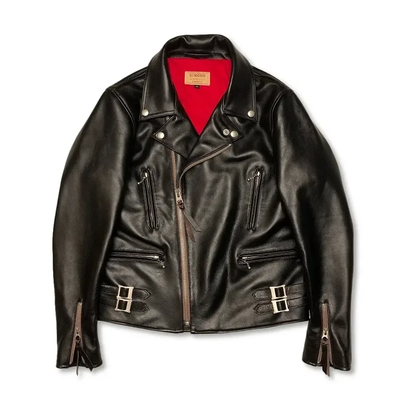 Men’s Tea-Core Calfskin Leather Jacket – Luxury British Vintage Rider 391 Thick Genuine Leather Motorcycle Coat - Image 6