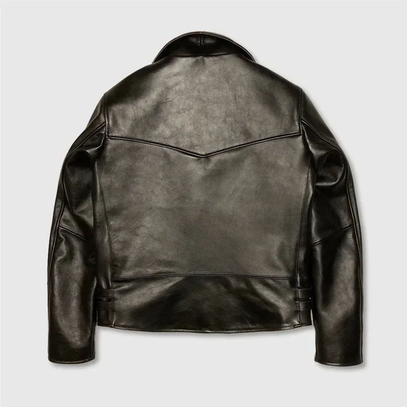 Men’s Tea-Core Calfskin Leather Jacket – Luxury British Vintage Rider 391 Thick Genuine Leather Motorcycle Coat - Image 2