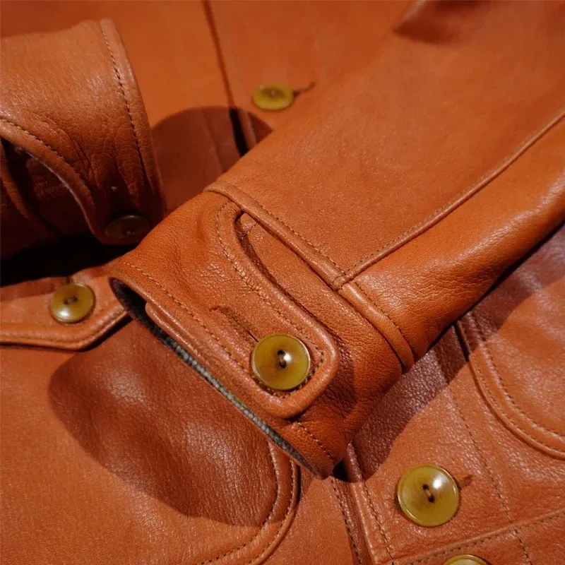 Men’s Genuine Deerskin Leather Jacket – 1.5mm Soft Real Leather Slim Fit Rider Outerwear, Premium Quality Biker Coat - Image 3