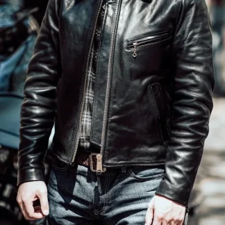 Men’s Slim Oil-Tanned Horsehide Leather Jacket – 1930s Vintage Rider Style, Genuine Cowhide Coat