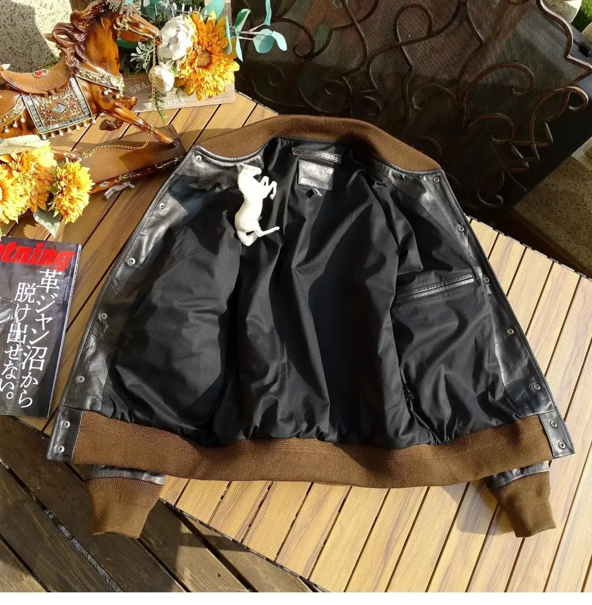 Men’s Natural Horsehide Leather Jacket – Classic Motorcycle Style Genuine Leather Coat for Spring & Autumn, Casual Outerwear in Plus Sizes - Image 3