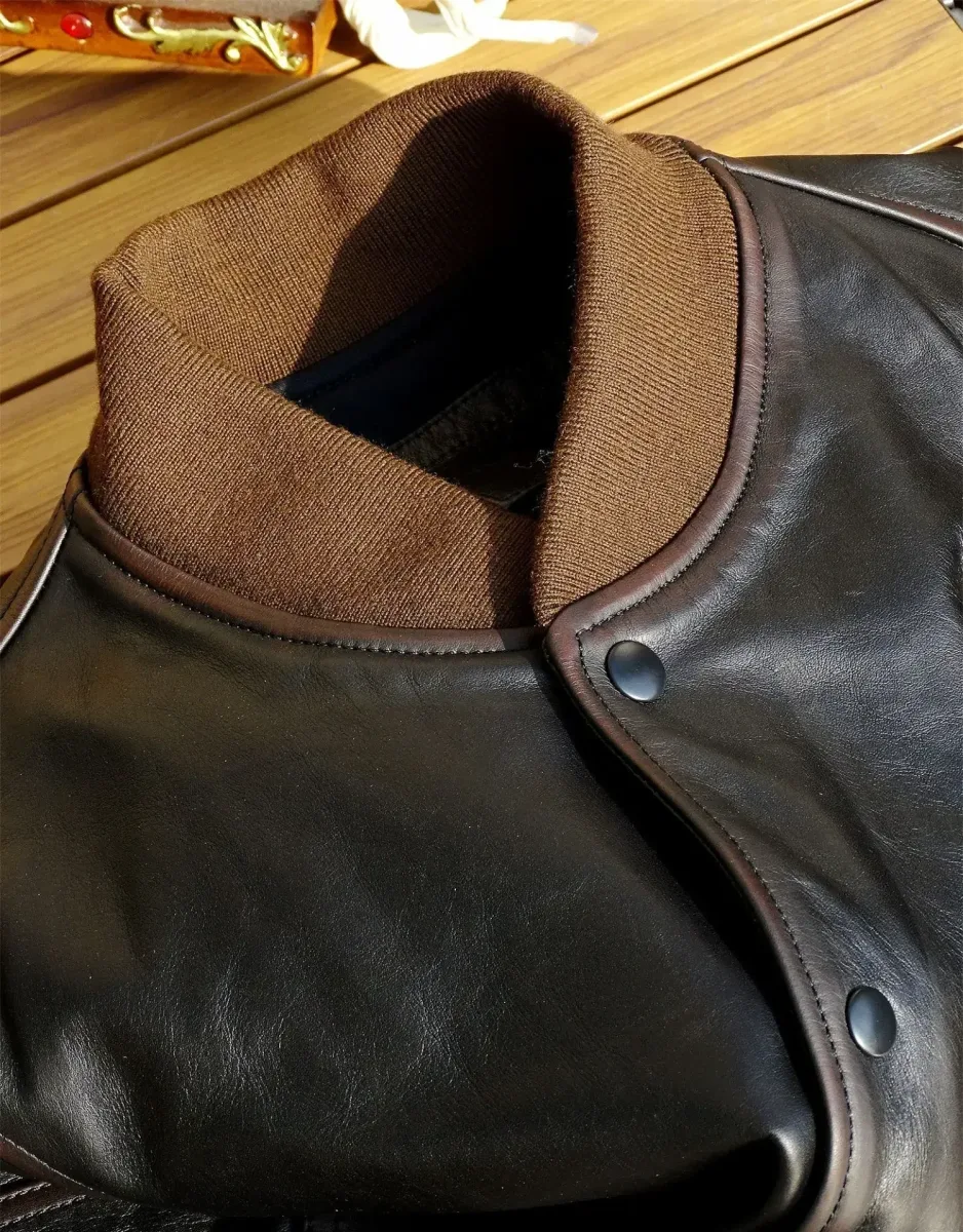 Men’s Natural Horsehide Leather Jacket – Classic Motorcycle Style Genuine Leather Coat for Spring & Autumn, Casual Outerwear in Plus Sizes - Image 4