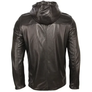 Men’s 100% Genuine Sheepskin Hooded Leather Jacket – Soft Lightweight Natural Lambskin Coat for Spring & Autumn Casual Wear