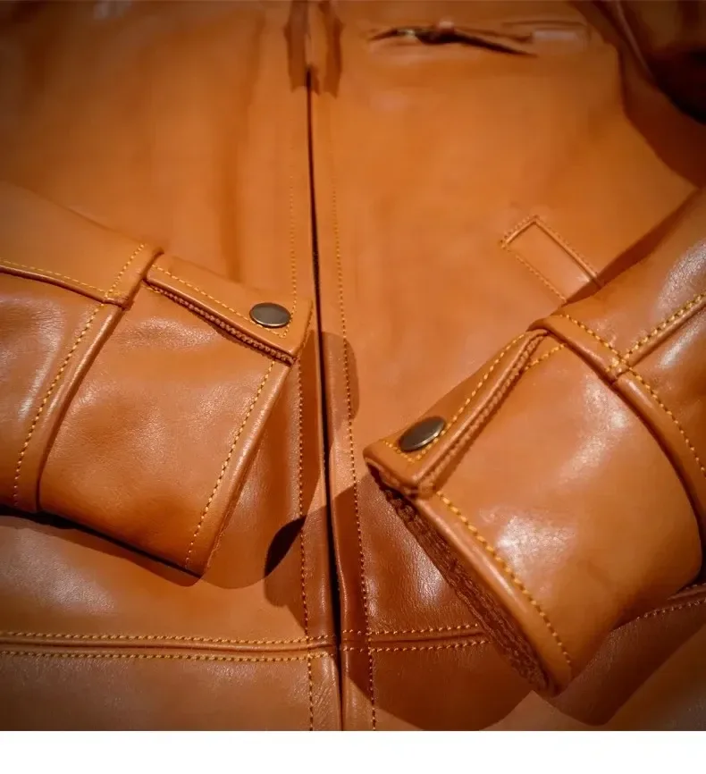Men’s Classic Genuine Leather Jacket – Vintage Full-Grain Cowhide Biker Coat, Cool Rider Style, Premium Handmade Outerwear - Image 4