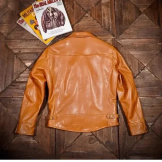 Men’s Classic Genuine Leather Jacket – Vintage Full-Grain Cowhide Biker Coat, Cool Rider Style, Premium Handmade Outerwear