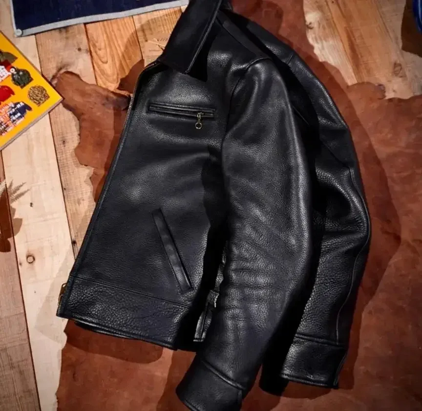 Men’s Classic Genuine Leather Jacket – Vintage Full-Grain Cowhide Biker Coat, Cool Rider Style, Premium Handmade Outerwear - Image 3