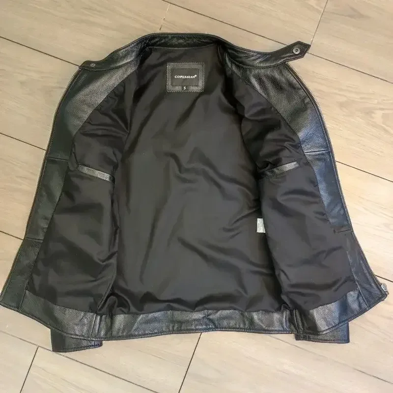 Men’s Oversized Genuine Leather Motorcycle Jacket – Real Leather Biker Coat, Short Bomber Style for Big Sizes - Image 3