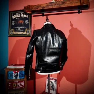 Asian Size Men’s Classic Horsehide Rider Jacket – Premium Teacore Japanese Horse Leather Slim Heavy Motorcycle Coat