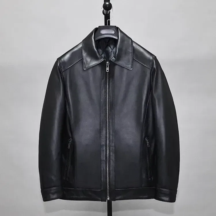 Men’s Genuine Sheepskin Leather Jacket – Soft Real Leather Business & Leisure Coat, US Size Classic Style