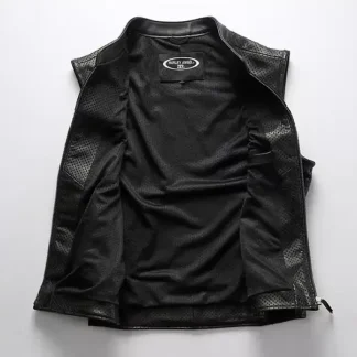 Men’s Classic Motorcycle Leather Vest – Summer Thin Genuine Cowhide Rider Vest, Premium Brand Quality