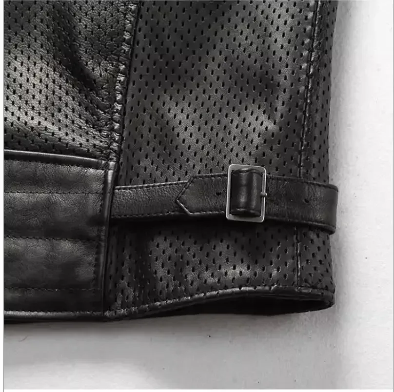 Men’s Classic Motorcycle Leather Vest – Summer Thin Genuine Cowhide Rider Vest, Premium Brand Quality - Image 4