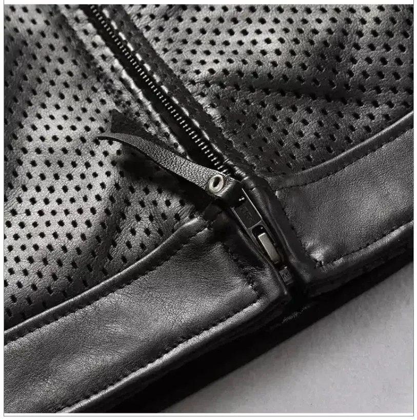 Men’s Classic Motorcycle Leather Vest – Summer Thin Genuine Cowhide Rider Vest, Premium Brand Quality - Image 3