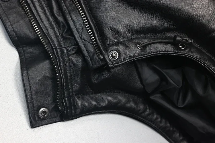 Men’s Genuine Sheepskin Leather Down Jacket – Premium Quality Winter Warm Coat with Duck Down Filling, Real Leather Outerwear in US Size - Image 3