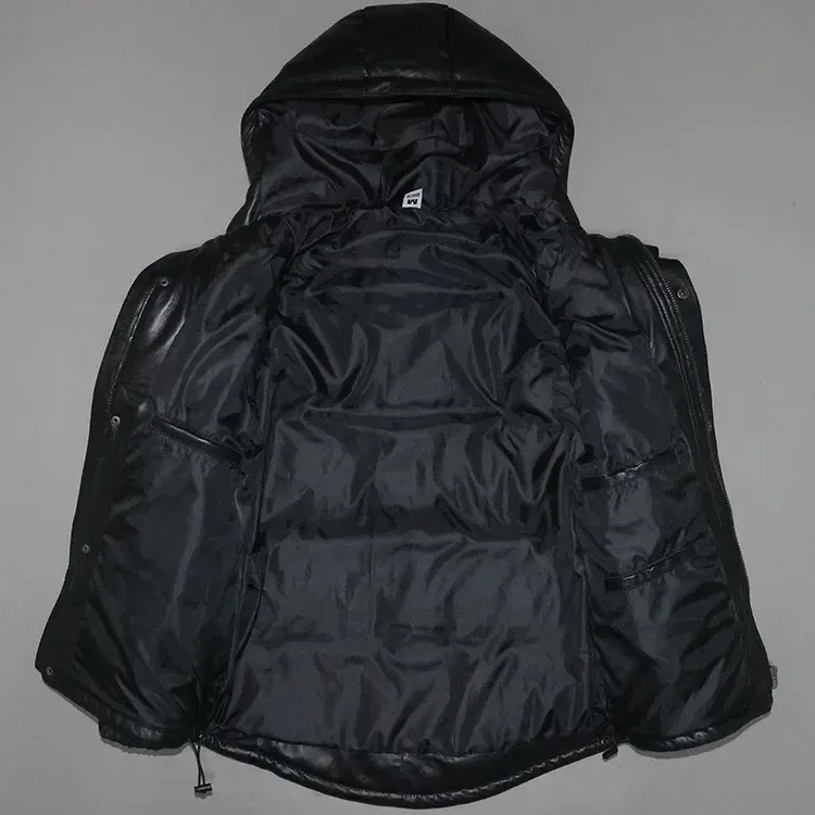 Men’s Genuine Sheepskin Leather Down Jacket – Premium Quality Winter Warm Coat with Duck Down Filling, Real Leather Outerwear in US Size - Image 2