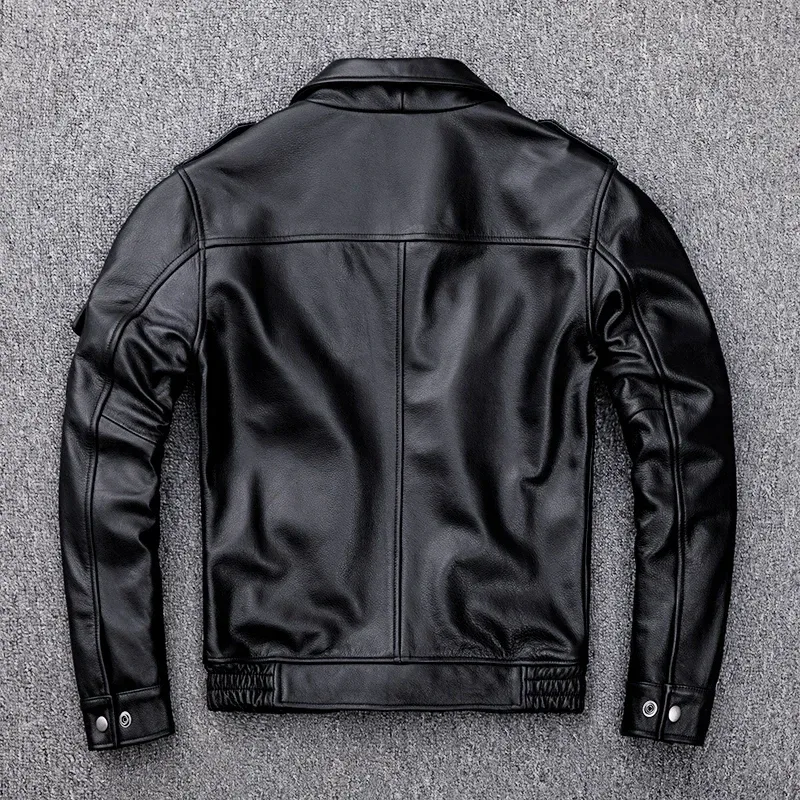 Men’s Genuine Cowhide Leather Jacket – Thick Winter Casual Leather Coat with Multiple Pockets, Premium Quality Warm Outerwear - Image 3
