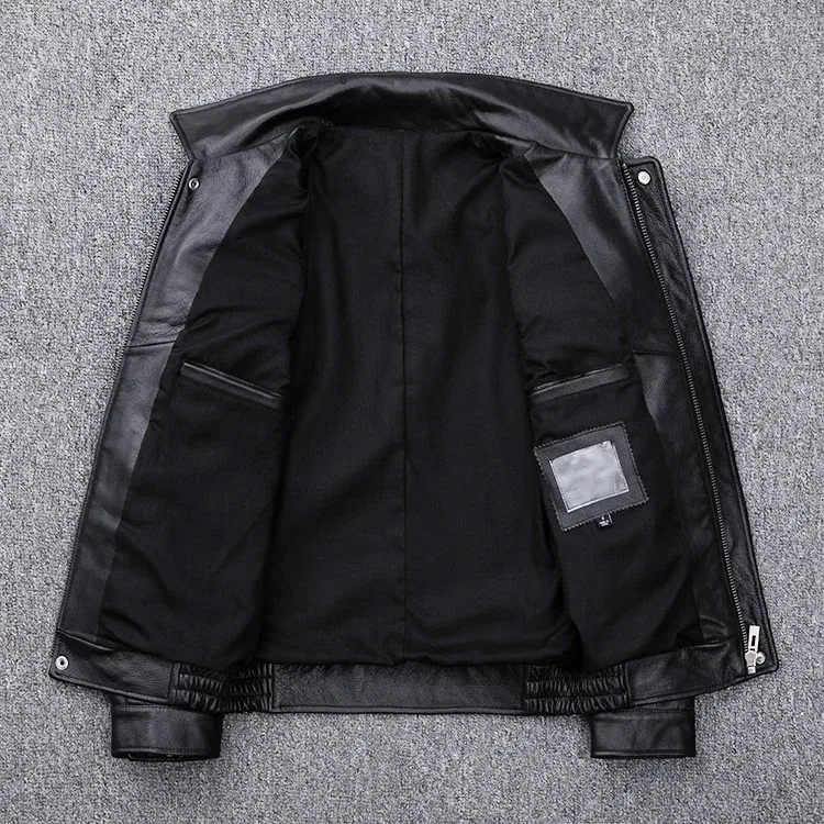 Men’s Genuine Cowhide Leather Jacket – Thick Winter Casual Leather Coat with Multiple Pockets, Premium Quality Warm Outerwear - Image 2