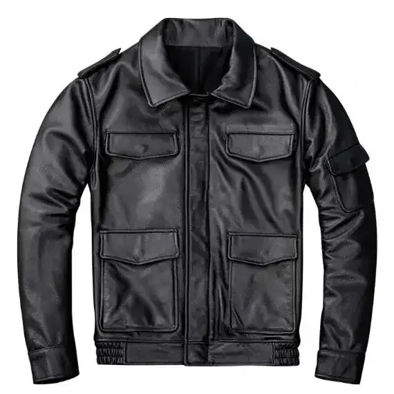 Men’s Genuine Cowhide Leather Jacket – Thick Winter Casual Leather Coat with Multiple Pockets, Premium Quality Warm Outerwear - Image 5