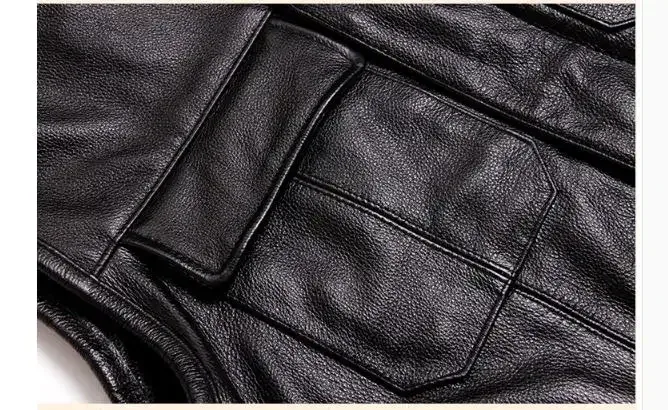 Men’s Slim Fit Genuine Cowhide Leather Vest – 100% Real Black Leather Motorcycle Biker Vest, New Style Premium Quality - Image 3
