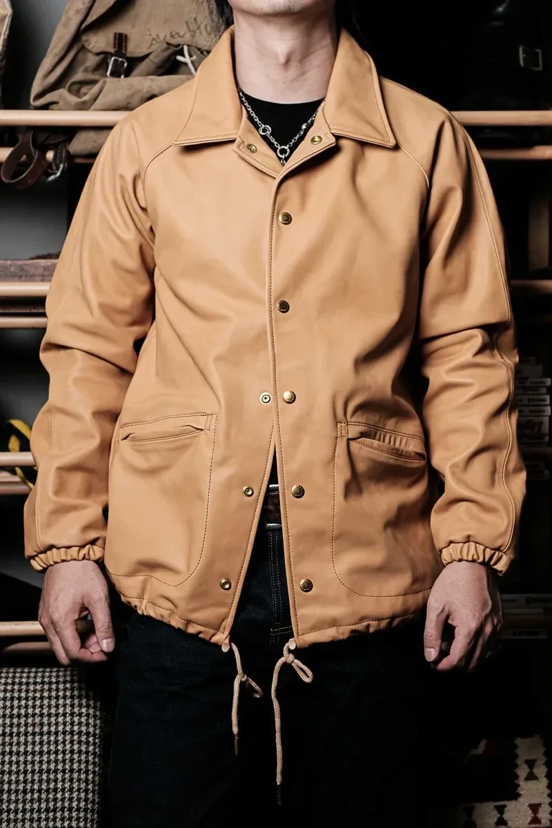 Men’s American Vintage Vegetable-Tanned Cowhide Leather Jacket – Luxury Quality Genuine Leather Casual Loose-Fit Coat