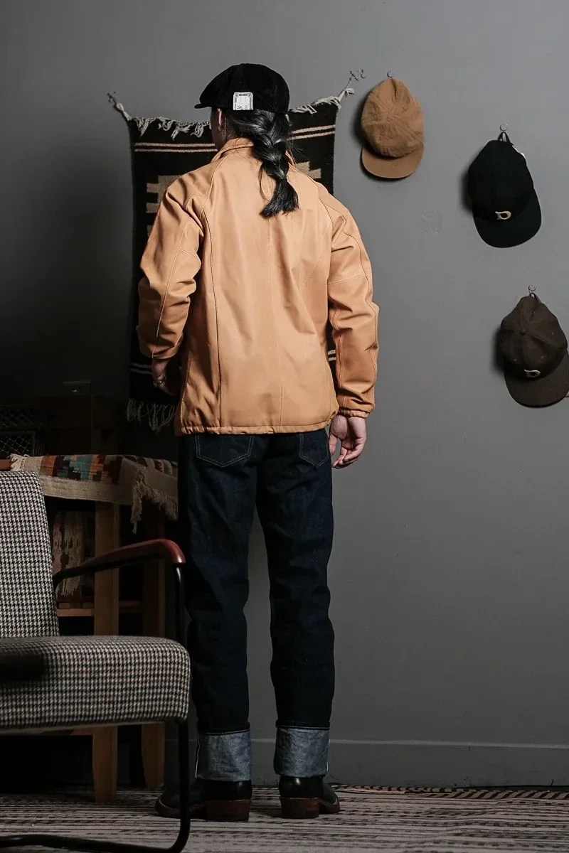 Men’s American Vintage Vegetable-Tanned Cowhide Leather Jacket – Luxury Quality Genuine Leather Casual Loose-Fit Coat - Image 4