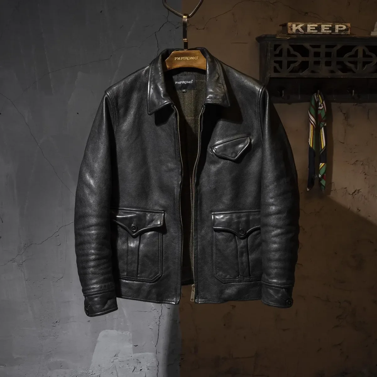 Men’s Luxury Genuine Cowhide Leather Jacket – Vintage Soft Natural Tanned Leather Coat, Original Brand Casual Outerwear - Image 3