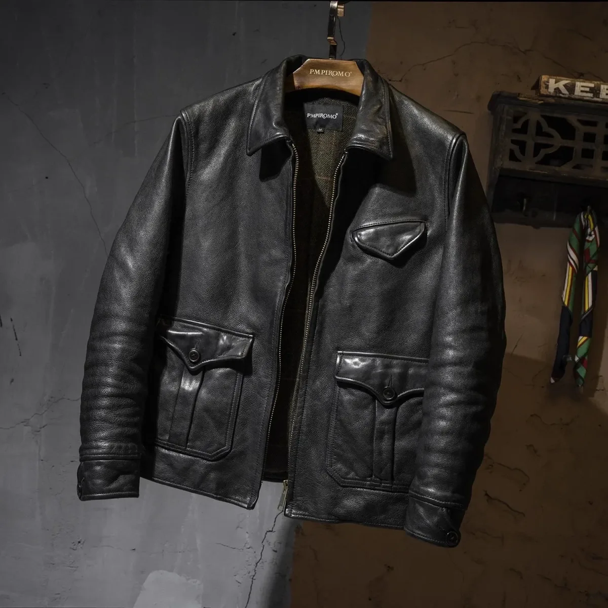 Men’s Luxury Genuine Cowhide Leather Jacket – Vintage Soft Natural Tanned Leather Coat, Original Brand Casual Outerwear - Image 5