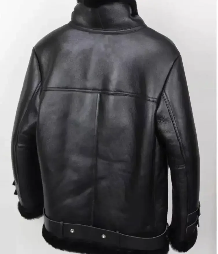 Genuine Sheepskin Leather Jacket – 100% Real Fur Shearling Coat, Winter Warm Wool Outerwear with Plush Lining, Plus Size Fashion Design - Image 5