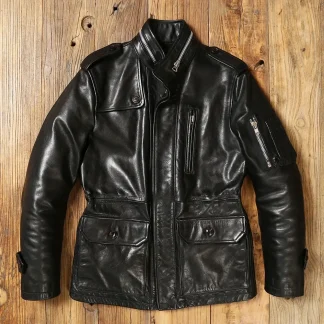 Men’s Luxury Heavy Cowhide Leather Trench Coat – Thick Tanned Genuine Leather Winter Jacket, Safari-Style Long Coat with Premium Craftsmanship